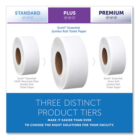 Essential Jrt Jumbo Roll Bathroom Tissue, Septic Safe, 2-ply, 3.55" X 1,000 Ft, White, 12 Rolls/carton