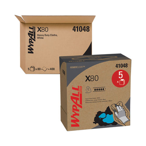 X80 Cloths, Hydroknit, Pop-up Box, 8.34 X 16.8, White, 80/box, 5 Boxes/carton