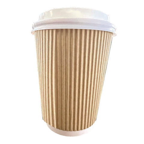 Ripple Hot Cups, 8 Oz, Paper, Kraft/white, 500/carton