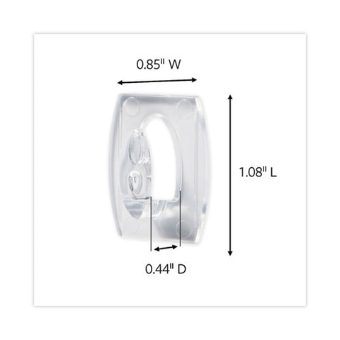 Mini Hooks, Small, Plastic, Clear, 0.5 Lb Capacity, 30 Hooks And 32 Strips/pack