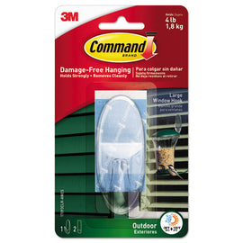 All Weather Hooks And Strips, Large, Plastic, Clear, 4 Lb Capacity, 1 Hook And 2 Strips/pack