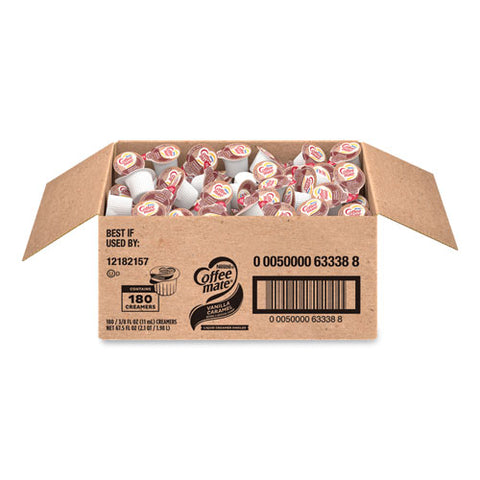 Bulk Liquid Coffee Creamer, Vanilla Caramel, 0.38 Oz Mini Cups, 180/carton