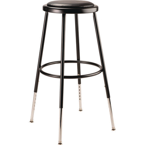 6400 Series Height Adjustable Heavy Duty Vinyl Padded Steel Stool, Supports 500 Lb, 25" To 33" Seat Height, Black Seat/base