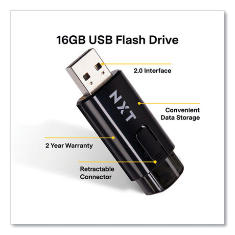 Usb 2.0 Type-a Flash Drive, 16 Gb, Black