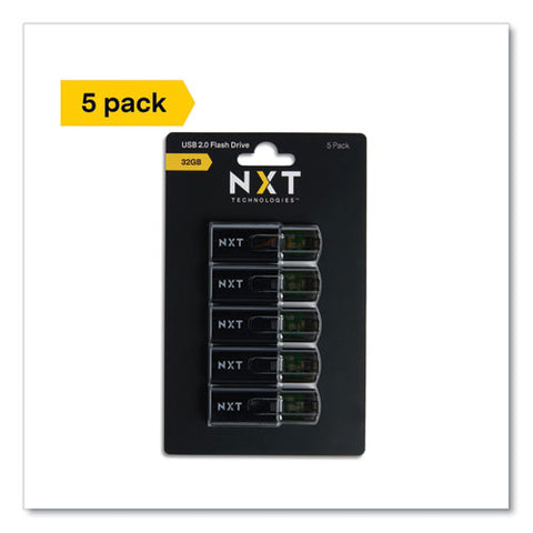 Usb 2.0 Type-a Flash Drive, 32 Gb, Black, 5/pack