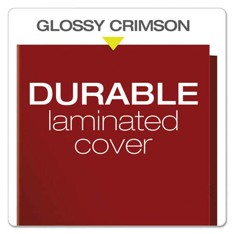 High Gloss Laminated Paperboard Folder, 100-sheet Capacity, 11 X 8.5, Crimson, 25/box