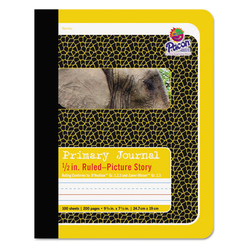 Primary Picture Story Book, D'nealian 1-3, Zaner-bloser 2, Manuscript Rule (1/2"), Yellow/black Cover,(100) 9.75 X 7.5 Sheets