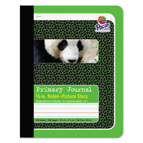 Primary Picture Story Book, D'nealian K, Zaner-bloser 1, Manuscript Rule (5/8"), Green/black Cover, (100) 9.75 X 7.5 Sheets