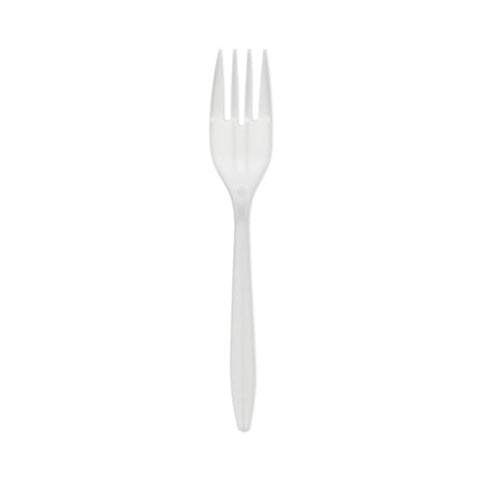 Fieldware Cutlery, Mediumweight Fork, Plastic, White, 1,000/carton