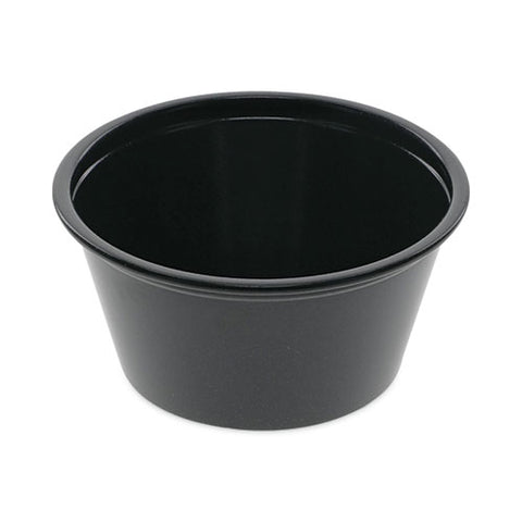 Plastic Portion Cup, 2 Oz, Black, 200/bag, 12 Bags/carton