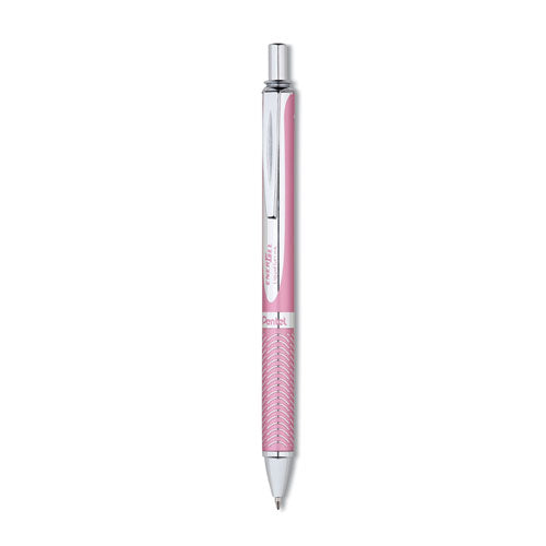 Energel Alloy Rt Gel Pens, Retractable, Medium 0.7mm, Black Ink, Pink Barrel
