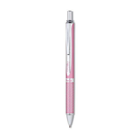 Energel Alloy Rt Gel Pens, Retractable, Medium 0.7mm, Black Ink, Pink Barrel