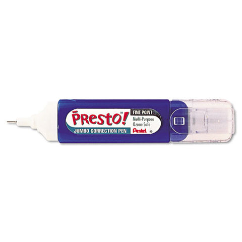 Presto! Multipurpose Correction Pen, Flat Tank-style Barrel, Needle Tip, 0.41 Oz, White