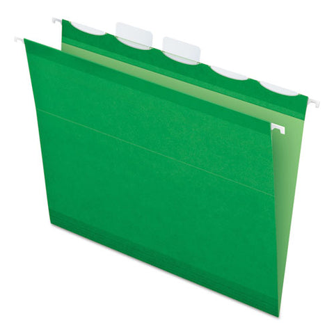 Ready-tab Colored Reinforced Hanging Folders, Letter Size, 1/5-cut Tabs, Bright Green, 25/box