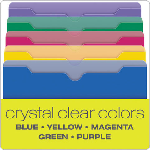 Poly File Jackets, Straight Tab, Legal Size, Assorted Colors, 5/pack