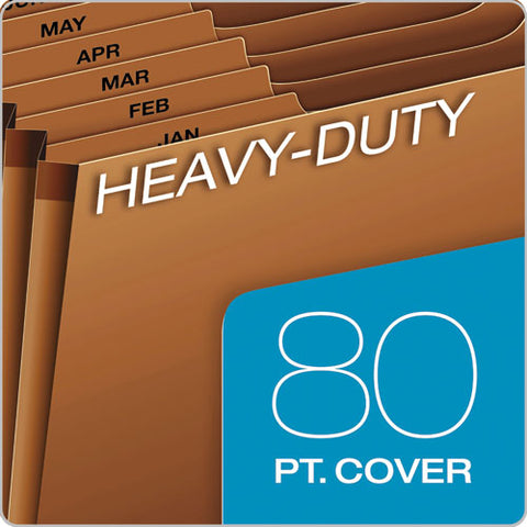 Heavy-duty Expanding File With Reinforced Flap, 12 Sections, Elastic Cord Closure, 1/3-cut Tabs, Letter Size, Redrope