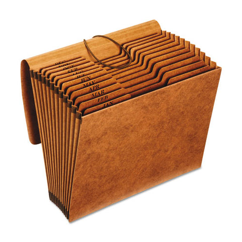 Heavy-duty Expanding File With Reinforced Flap, 12 Sections, Elastic Cord Closure, 1/3-cut Tabs, Letter Size, Redrope