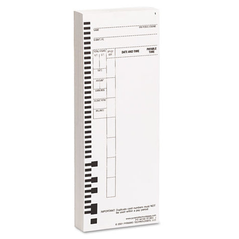 Time Clock Cards For Pyramid Technologies 4000, One Side, 3.5 X 8.5, 100/pack