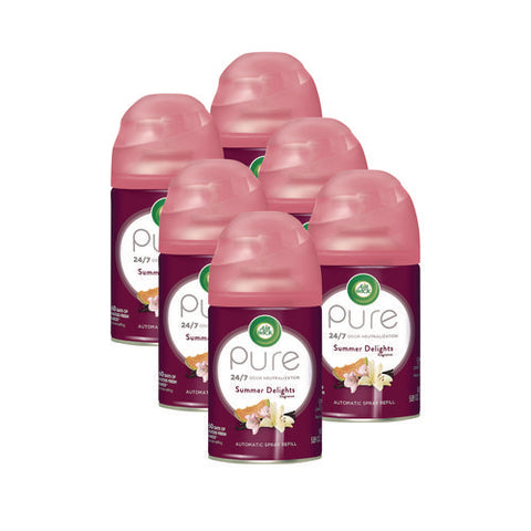 Freshmatic Life Scents Ultra Refill, White Flowers And Melon Summer Delights, 5.89 Oz Aerosol Spray, 6/carton