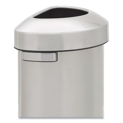 Refine Series Half Round Waste Receptacle, 16 Gal, Plastic/stainless Steel