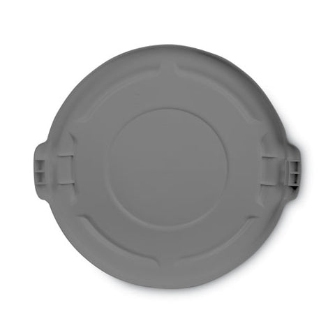 Brute Self-draining Flat Top Lids For 55 Gal Round Brute Containers, 26.75" Diameter, Gray