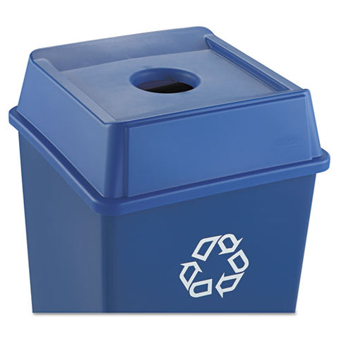 Untouchable Bottle And Can Recycling Top, Round Opening, 20.13w X 20.13d X 6.25h, Blue