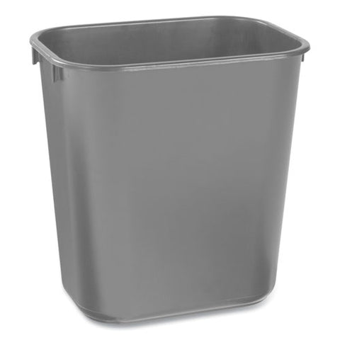 Deskside Plastic Wastebasket, 3.5 Gal, Plastic,  Black