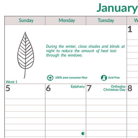 Ecologix Monthly Wall Calendar, Ecologix Artwork, 12 X 17, White/green Sheets, 12-month (jan To Dec): 2026