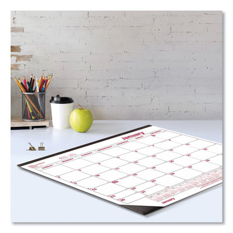 Monthly Desk Pad Calendar, 22 X 17, White/burgundy Sheets, Black Binding, Black Corners, 12-month (jan To Dec): 2026