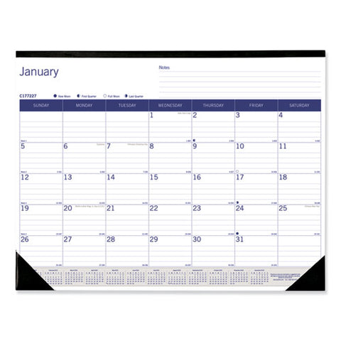 Duraglobe Monthly Desk Pad Calendar, 22 X 17, White/blue/gray Sheets, Black Binding/corners, 12-month (jan To Dec): 2026