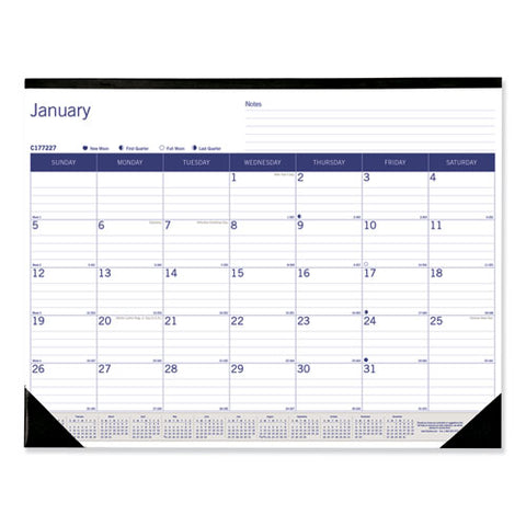Duraglobe Monthly Desk Pad Calendar, 22 X 17, White/blue/gray Sheets, Black Binding/corners, 12-month (jan To Dec): 2026