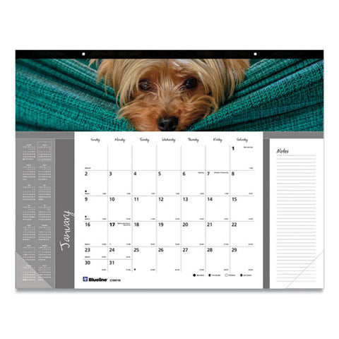 Pets Collection Monthly Desk Pad, Puppies Photography, 22 X 17, Black Binding, Clear Corners, 12-month (jan To Dec): 2026