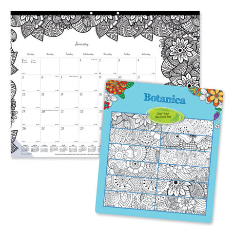 Monthly Desk Pad Calendar, Monthly Coloring Artwork, 22 X 17, Black Binding, Clear Corners, 12-month (jan To Dec): 2026