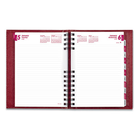 Coilpro Ruled Daily Planner, 8.25 X 5.75, Red Cover, 12-month (jan To Dec): 2026