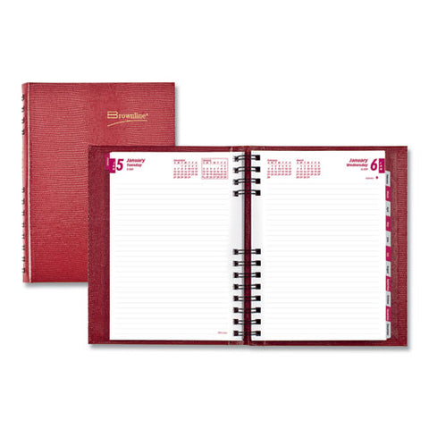 Coilpro Ruled Daily Planner, 8.25 X 5.75, Red Cover, 12-month (jan To Dec): 2026