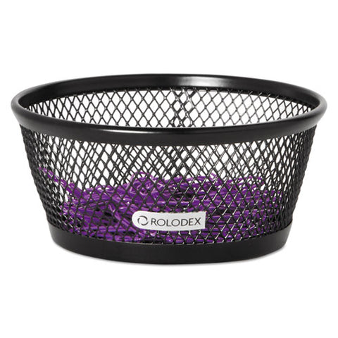 Mesh Jumbo Nestable Paper Clip Dish, Wire Mesh, 4.3" Diameter X 2"h, Black