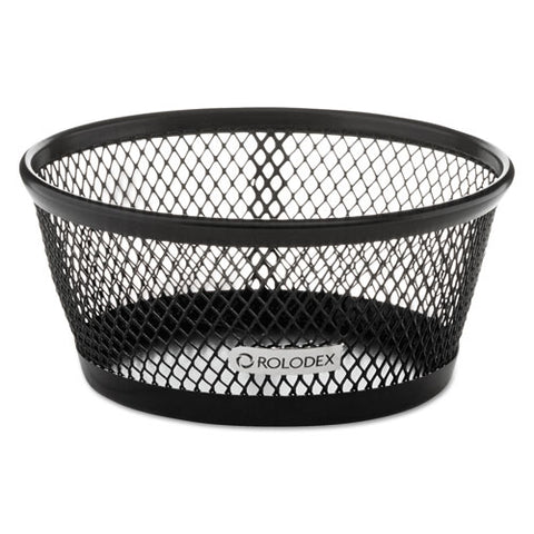 Mesh Jumbo Nestable Paper Clip Dish, Wire Mesh, 4.3" Diameter X 2"h, Black