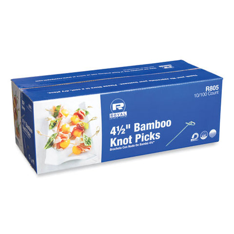 Knotted Bamboo Pick, Paper, 4.5", Natural, 100/pack, 10 Packs/carton