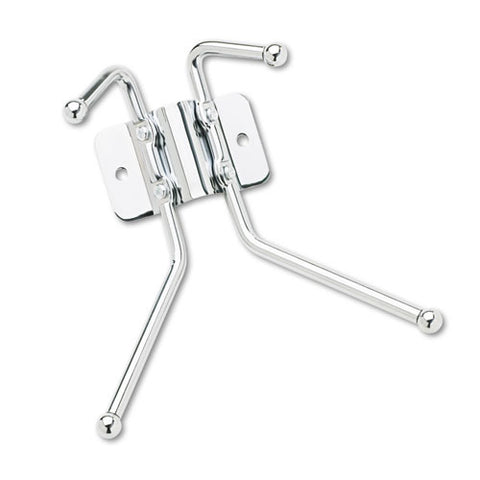 Metal Wall Rack, Two Ball-tipped Double-hooks, Metal, 6.5w X 3d X 7h, Chrome