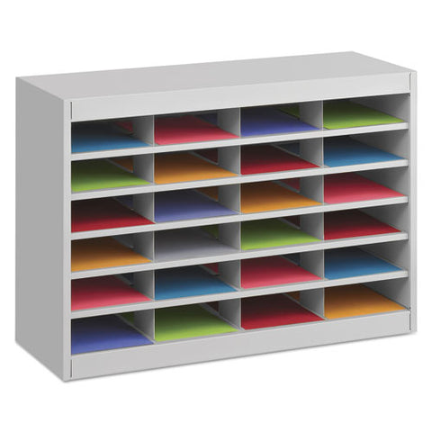 Steel/fiberboard E-z Stor Sorter, 24 Compartments, 37.5 X 12.75 X 25.75, Gray