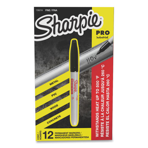 Industrial Permanent Markers, Fine Bullet Tip, Black, Dozen