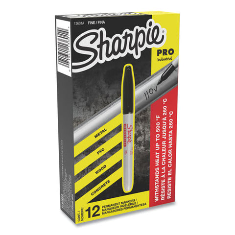 Industrial Permanent Markers, Fine Bullet Tip, Black, Dozen