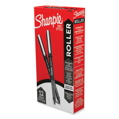 Professional Design Rollerball Pen, Stick, Fine 0.5 Mm, Black Ink, Black Barrel, Dozen