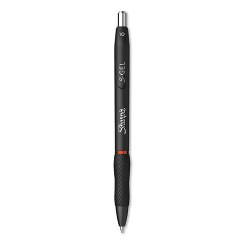 S-gel High-performance Gel Pen, Retractable, Bold 1 Mm, Red Ink, Black Barrel, Dozen