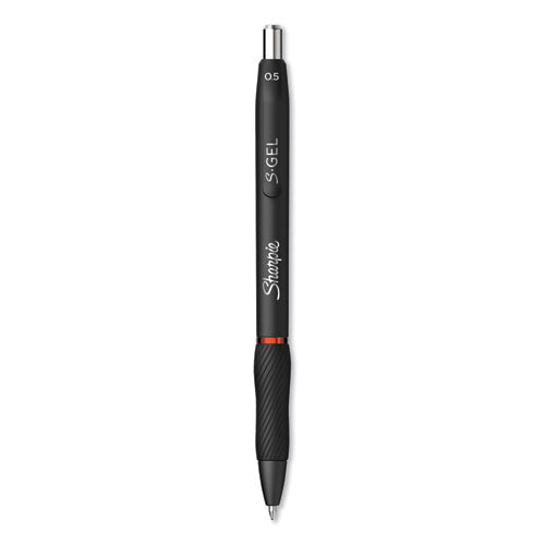 S-gel High-performance Gel Pen, Retractable, Fine 0.5 Mm, Red Ink, Black Barrel, Dozen