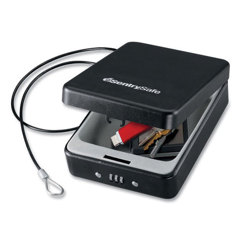 P005c Portable Combination-lock Security Safe, 0.05 Cu Ft, 5.9 X 8 X 2.6, Black