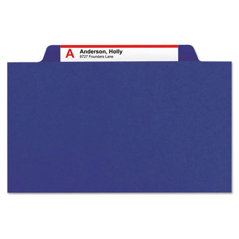 6-section Pressboard Top Tab Pocket Classification Folders, 6 Safeshield Fasteners, 2 Dividers, Letter Size, Dark Blue, 10/bx