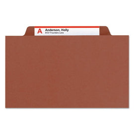 Pressboard Classification Folders, Four Safeshield Fasteners, 2/5-cut Tabs, 1 Divider, Legal Size, Red, 10/box