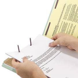 Pressboard Classification Folders, Four Safeshield Fasteners, 2/5-cut Tabs, 1 Divider, Legal Size, Gray-green, 10/box