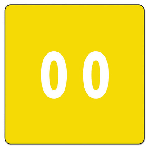 Numerical End Tab File Folder Labels, 0, 1.5 X 1.5, Yellow, 250/roll